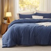 Bedsure Queen Comforter Set, Dark Gray Soft Prewashed Bedding for All Seasons, 3 Pieces GentleSoft™ Bed Set, 1 Lightweight Comforter (90″x90″) and 2 Pillowcases (20″x26″)(09 – Navy)