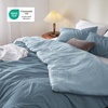 Bedsure Queen Comforter Set, Dark Gray Soft Prewashed Bedding for All Seasons, 3 Pieces GentleSoft™ Bed Set, 1 Lightweight Comforter (90″x90″) and 2 Pillowcases (20″x26″)(33 – Mineral Blue/Sky)