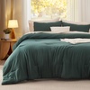 Bedsure Queen Comforter Set, Dark Gray Soft Prewashed Bedding for All Seasons, 3 Pieces GentleSoft™ Bed Set, 1 Lightweight Comforter (90″x90″) and 2 Pillowcases (20″x26″)(11 – Forest Green)