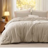 Bedsure Queen Comforter Set, Dark Gray Soft Prewashed Bedding for All Seasons, 3 Pieces GentleSoft™ Bed Set, 1 Lightweight Comforter (90″x90″) and 2 Pillowcases (20″x26″)(23 – Sand)