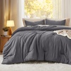 Bedsure Queen Comforter Set, Dark Gray Soft Prewashed Bedding for All Seasons, 3 Pieces GentleSoft™ Bed Set, 1 Lightweight Comforter (90″x90″) and 2 Pillowcases (20″x26″)(04 – Dark Grey)