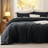 Bedsure Queen Comforter Set, Dark Gray Soft Prewashed Bedding for All Seasons, 3 Pieces GentleSoft™ Bed Set, 1 Lightweight Comforter (90″x90″) and 2 Pillowcases (20″x26″)(06 – Black)
