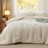 Bedsure Queen Comforter Set, Dark Gray Soft Prewashed Bedding for All Seasons, 3 Pieces GentleSoft™ Bed Set, 1 Lightweight Comforter (90″x90″) and 2 Pillowcases (20″x26″)(08 – Cream)