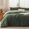 Bedsure Queen Comforter Set, Dark Gray Soft Prewashed Bedding for All Seasons, 3 Pieces GentleSoft™ Bed Set, 1 Lightweight Comforter (90″x90″) and 2 Pillowcases (20″x26″)(31 – Dark Olive Green/Green)