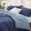 Bedsure Queen Comforter Set, Dark Gray Soft Prewashed Bedding for All Seasons, 3 Pieces GentleSoft™ Bed Set, 1 Lightweight Comforter (90″x90″) and 2 Pillowcases (20″x26″)(34 – Navy/Blue)
