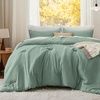 Bedsure Queen Comforter Set, Dark Gray Soft Prewashed Bedding for All Seasons, 3 Pieces GentleSoft™ Bed Set, 1 Lightweight Comforter (90″x90″) and 2 Pillowcases (20″x26″)(19 – Sage Green)