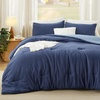 Bedsure Queen Comforter Set, Dark Gray Soft Prewashed Bedding for All Seasons, 3 Pieces GentleSoft™ Bed Set, 1 Lightweight Comforter (90″x90″) and 2 Pillowcases (20″x26″)(34 – Navy/Blue)