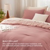 Bedsure Queen Comforter Set, Dark Gray Soft Prewashed Bedding for All Seasons, 3 Pieces GentleSoft™ Bed Set, 1 Lightweight Comforter (90″x90″) and 2 Pillowcases (20″x26″)(35 – Brick Rose/Coral)