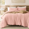 Bedsure Queen Comforter Set, Dark Gray Soft Prewashed Bedding for All Seasons, 3 Pieces GentleSoft™ Bed Set, 1 Lightweight Comforter (90″x90″) and 2 Pillowcases (20″x26″)(15 – Light Pink)