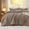 Bedsure Queen Comforter Set, Dark Gray Soft Prewashed Bedding for All Seasons, 3 Pieces GentleSoft™ Bed Set, 1 Lightweight Comforter (90″x90″) and 2 Pillowcases (20″x26″)(21 – Brown)