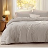 Bedsure Queen Comforter Set, Dark Gray Soft Prewashed Bedding for All Seasons, 3 Pieces GentleSoft™ Bed Set, 1 Lightweight Comforter (90″x90″) and 2 Pillowcases (20″x26″)(24 – Linen)