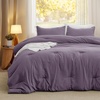 Bedsure Queen Comforter Set, Dark Gray Soft Prewashed Bedding for All Seasons, 3 Pieces GentleSoft™ Bed Set, 1 Lightweight Comforter (90″x90″) and 2 Pillowcases (20″x26″)(10 – Grayish Purple)