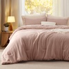Bedsure Queen Comforter Set, Dark Gray Soft Prewashed Bedding for All Seasons, 3 Pieces GentleSoft™ Bed Set, 1 Lightweight Comforter (90″x90″) and 2 Pillowcases (20″x26″)(13 – Dusty Pink)