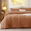 Bedsure Queen Comforter Set, Dark Gray Soft Prewashed Bedding for All Seasons, 3 Pieces GentleSoft™ Bed Set, 1 Lightweight Comforter (90″x90″) and 2 Pillowcases (20″x26″)(27 – Pumpkin)