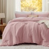 Bedsure Queen Comforter Set, Dark Gray Soft Prewashed Bedding for All Seasons, 3 Pieces GentleSoft™ Bed Set, 1 Lightweight Comforter (90″x90″) and 2 Pillowcases (20″x26″)(14 – Rose Pink)