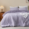 Bedsure Queen Comforter Set, Dark Gray Soft Prewashed Bedding for All Seasons, 3 Pieces GentleSoft™ Bed Set, 1 Lightweight Comforter (90″x90″) and 2 Pillowcases (20″x26″)(32 – Grayish Purple/Lavender)
