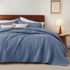 Bedsure Queen Size Quilt, Lightweight Comforter Set, Mineral Blue Bedspread | Coverlet, Basket Weave, All-Season Comfort, Skin-Friendly Soft, Breathable, Machine Washable, 90″x96″, 3 Pcs, 2 Pillow Shams(06 – Mineral Blue)
