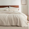 Bedsure Queen Size Quilt, Lightweight Comforter Set, Mineral Blue Bedspread | Coverlet, Basket Weave, All-Season Comfort, Skin-Friendly Soft, Breathable, Machine Washable, 90″x96″, 3 Pcs, 2 Pillow Shams(16 – Beige)