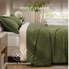 Bedsure Quilts Queen Size Bedspread, Thin Comforter, Charcoal Coverlet | All-Season Bedding, Soft, Modern Clover Pattern, Stitch-Free Quilt-Tech, Pet-Friendly, Machine Washable, 90x96in, 3 Pcs(18 – Olive Green – Clover)