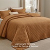 Bedsure Quilts Queen Size Bedspread, Thin Comforter, Charcoal Coverlet | All-Season Bedding, Soft, Modern Clover Pattern, Stitch-Free Quilt-Tech, Pet-Friendly, Machine Washable, 90x96in, 3 Pcs(12 – Honey Caramel – Clover)
