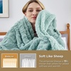 Bedsure Sherpa Fleece Blanket, Cable Jacquard Tufted, Warm, Orange, Throw | Ultra-Soft, Cozy, Comfort, Stylish Home Decor for Fall, Thick for Winter, Ideal for Couch, Sofa, Gift for Women, 50×60 Inches(07 – Sage Green)