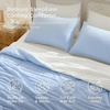 Bedsure SleepEase Cooling Comforter King Size for Summer, 3 Pieces White Seersucker Cooling Comforters for Hot Sleepers, Double-Sided Cool Tech Bedding Set with 1 Breathable Comforter, 2 Pillowcases(02 – Breeze Blue)