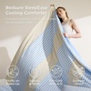 Bedsure SleepEase Cooling Comforter King Size for Summer, 3 Pieces White Seersucker Cooling Comforters for Hot Sleepers, Double-Sided Cool Tech Bedding Set with 1 Breathable Comforter, 2 Pillowcases(03 – Coastal Blue)