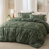 Bedsure Textured Duvet Cover King Size, Soft & Breathable Comforter Cover for All Season, 3 Pieces Wrinkle-Resistant Zipper Bedding with 8 Corner Ties, Olive Green(05 – Olive Green (No Comforter))