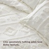 Bedsure Textured Duvet Cover King Size, Soft & Breathable Comforter Cover for All Season, 3 Pieces Wrinkle-Resistant Zipper Bedding with 8 Corner Ties, Olive Green(09 – Off White Tufted (No Comforter))