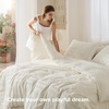 Bedsure Textured Duvet Cover King Size, Soft & Breathable Comforter Cover for All Season, 3 Pieces Wrinkle-Resistant Zipper Bedding with 8 Corner Ties, Olive Green(06 – White (No Comforter))