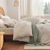 Bedsure Textured Duvet Cover King Size, Soft & Breathable Comforter Cover for All Season, 3 Pieces Wrinkle-Resistant Zipper Bedding with 8 Corner Ties, Olive Green(08 – Beige (No Comforter))