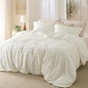 Bedsure Textured Duvet Cover King Size, Soft & Breathable Comforter Cover for All Season, 3 Pieces Wrinkle-Resistant Zipper Bedding with 8 Corner Ties, Olive Green(06 – White (No Comforter))