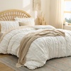 Bedsure Textured Duvet Cover King Size, Soft & Breathable Comforter Cover for All Season, 3 Pieces Wrinkle-Resistant Zipper Bedding with 8 Corner Ties, Olive Green(09 – Off White Tufted (No Comforter))
