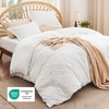 Bedsure Textured Duvet Cover King Size, Soft & Breathable Comforter Cover for All Season, 3 Pieces Wrinkle-Resistant Zipper Bedding with 8 Corner Ties, Olive Green(07 – White (No Comforter))