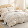 Bedsure Textured Duvet Cover King Size, Soft & Breathable Comforter Cover for All Season, 3 Pieces Wrinkle-Resistant Zipper Bedding with 8 Corner Ties, Olive Green(08 – Beige Tufted (No Comforter))