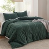 Bedsure Textured Duvet Cover King Size, Soft & Breathable Comforter Cover for All Season, 3 Pieces Wrinkle-Resistant Zipper Bedding with 8 Corner Ties, Olive Green(12 – Forest Green – Stripe (No Comforter))