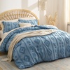 Bedsure Textured Duvet Cover King Size, Soft & Breathable Comforter Cover for All Season, 3 Pieces Wrinkle-Resistant Zipper Bedding with 8 Corner Ties, Olive Green(10 – Blue (No Comforter))