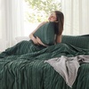 Bedsure Textured Duvet Cover King Size, Soft & Breathable Comforter Cover for All Season, 3 Pieces Wrinkle-Resistant Zipper Bedding with 8 Corner Ties, Olive Green(12 – Forest Green – Stripe (No Comforter))