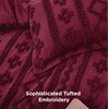 Bedsure Tufted Boho Comforter Set Queen Size – Beige Boho Bed Set, GentleSoft™ 3 Pieces Farmhouse-Style Embroidery Bedding, Gifts for Woman, Soft Jacquard Kids’ Queen Comforter for All Seasons(27 – Burgundy – Elegant)