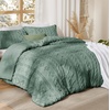 Bedsure Tufted Boho Comforter Set Queen Size – Beige Boho Bed Set, GentleSoft™ 3 Pieces Farmhouse-Style Embroidery Bedding, Gifts for Woman, Soft Jacquard Kids’ Queen Comforter for All Seasons(14 – Green – Elegant)