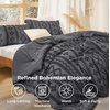 Bedsure Tufted Boho Comforter Set Queen Size – Beige Boho Bed Set, GentleSoft™ 3 Pieces Farmhouse-Style Embroidery Bedding, Gifts for Woman, Soft Jacquard Kids’ Queen Comforter for All Seasons(19 – Dark Grey – Elegant)