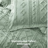 Bedsure Tufted Boho Comforter Set Queen Size – Beige Boho Bed Set, GentleSoft™ 3 Pieces Farmhouse-Style Embroidery Bedding, Gifts for Woman, Soft Jacquard Kids’ Queen Comforter for All Seasons(13 – Sage Green – Elegant)