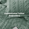 Bedsure Tufted Boho Comforter Set Queen Size – Beige Boho Bed Set, GentleSoft™ 3 Pieces Farmhouse-Style Embroidery Bedding, Gifts for Woman, Soft Jacquard Kids’ Queen Comforter for All Seasons(14 – Green – Elegant)