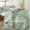 Bedsure Tufted Boho Comforter Set Queen Size – Beige Boho Bed Set, GentleSoft™ 3 Pieces Farmhouse-Style Embroidery Bedding, Gifts for Woman, Soft Jacquard Kids’ Queen Comforter for All Seasons(13 – Sage Green – Elegant)