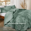 Bedsure Tufted Boho Comforter Set Queen Size – Beige Boho Bed Set, GentleSoft™ 3 Pieces Farmhouse-Style Embroidery Bedding, Gifts for Woman, Soft Jacquard Kids’ Queen Comforter for All Seasons(14 – Green – Elegant)