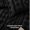 Bedsure Tufted Boho Comforter Set Queen Size – Beige Boho Bed Set, GentleSoft™ 3 Pieces Farmhouse-Style Embroidery Bedding, Gifts for Woman, Soft Jacquard Kids’ Queen Comforter for All Seasons(20 – Black – Elegant)