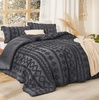 Bedsure Tufted Boho Comforter Set Queen Size – Beige Boho Bed Set, GentleSoft™ 3 Pieces Farmhouse-Style Embroidery Bedding, Gifts for Woman, Soft Jacquard Kids’ Queen Comforter for All Seasons(19 – Dark Grey – Elegant)