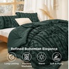 Bedsure Tufted Boho Comforter Set Queen Size – Beige Boho Bed Set, GentleSoft™ 3 Pieces Farmhouse-Style Embroidery Bedding, Gifts for Woman, Soft Jacquard Kids’ Queen Comforter for All Seasons(15 – Dark Green – Elegant)
