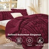 Bedsure Tufted Boho Comforter Set Queen Size – Beige Boho Bed Set, GentleSoft™ 3 Pieces Farmhouse-Style Embroidery Bedding, Gifts for Woman, Soft Jacquard Kids’ Queen Comforter for All Seasons(27 – Burgundy – Elegant)