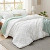 Bedsure Tufted Boho Comforter Set Queen Size – Beige Boho Bed Set, GentleSoft™ 3 Pieces Farmhouse-Style Embroidery Bedding, Gifts for Woman, Soft Jacquard Kids’ Queen Comforter for All Seasons(02 – White – Diamond Like)
